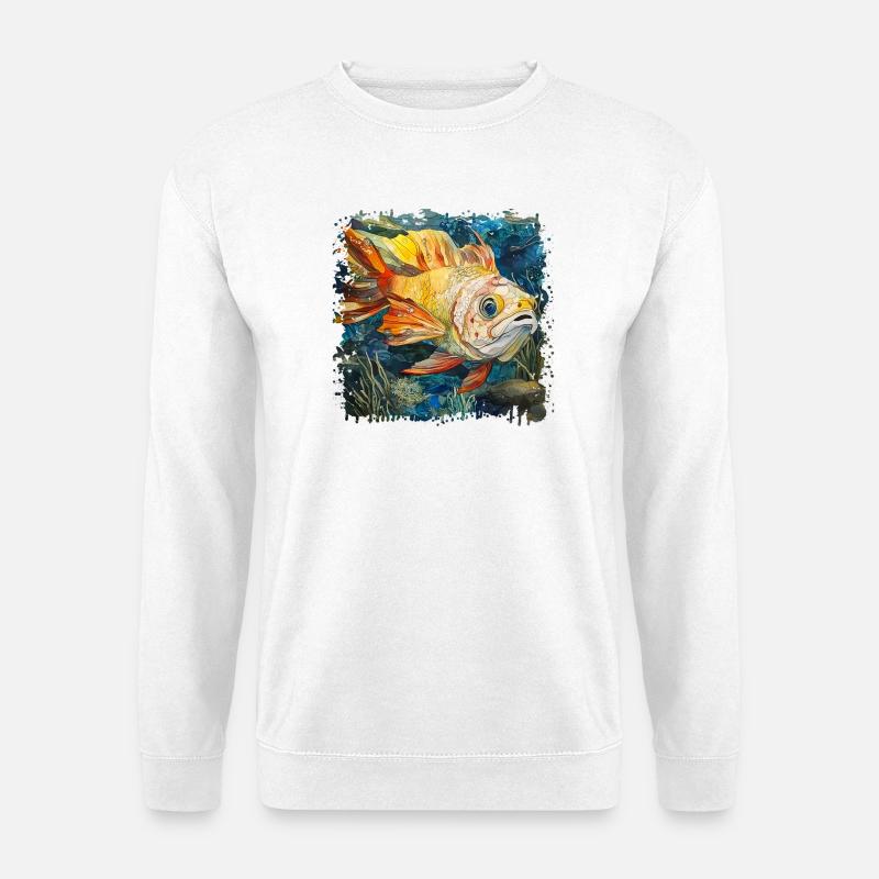 Bunter Unterwasserfisch Aquarell, Karpfen - Unisex Pullover - Weiß