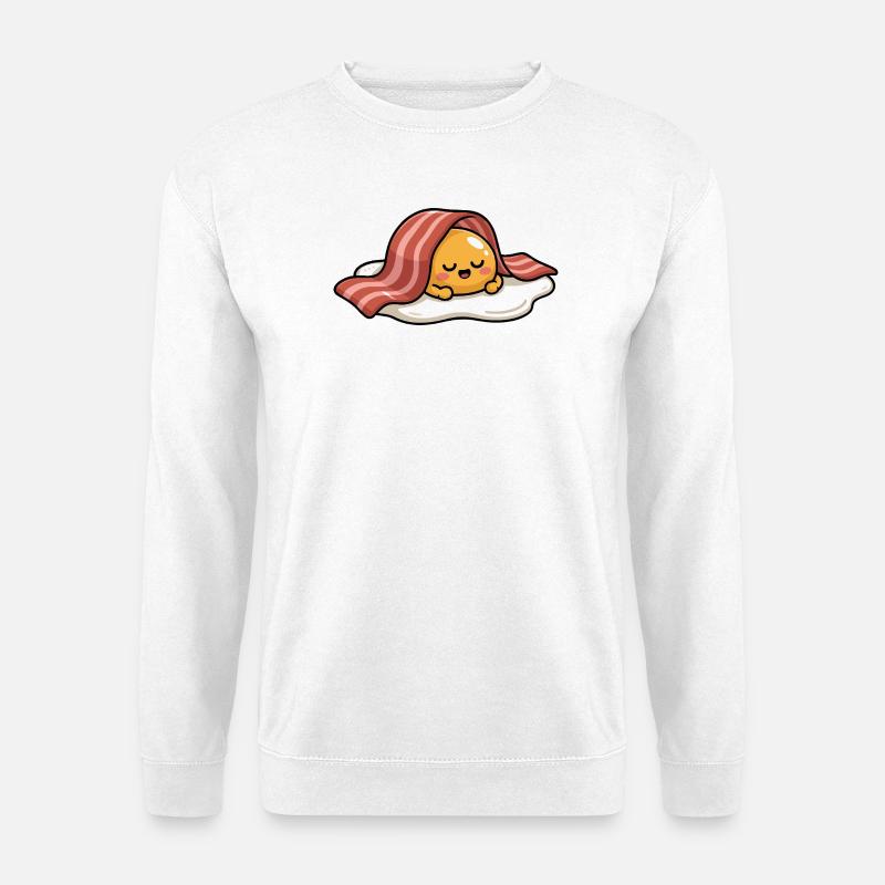 Sleeping Egg with Bacon Cartoon - Unisex Pullover - Weiß