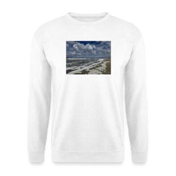 Magie côtière : vagues et nuages Hollande - Sweat-shirt Unisexe - blanc - Devant