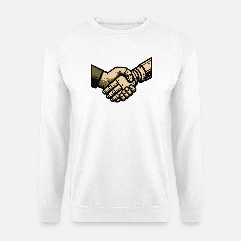 Handshake between man and machine - Unisex Sweatshirt - white