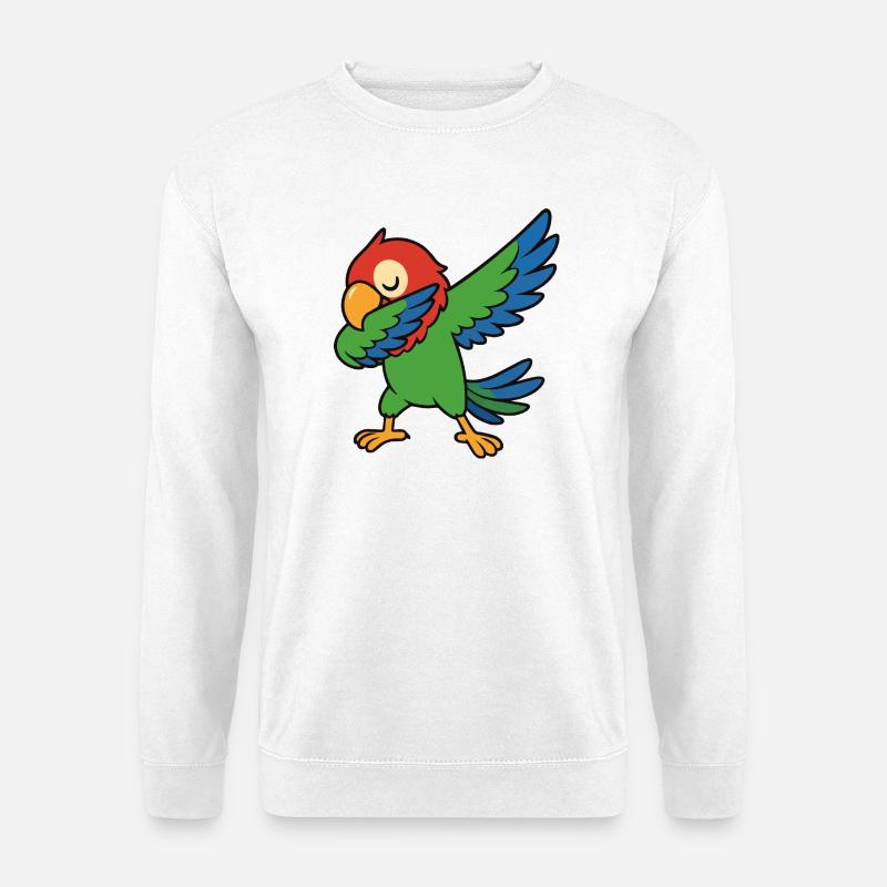 Papagei Dabbing Comic - Unisex Pullover - Weiß