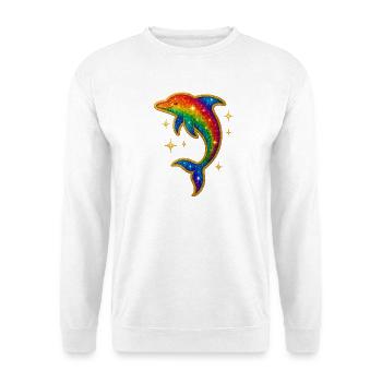 Rainbow Dolphin Glitter - Unisex Sweatshirt - white - Front