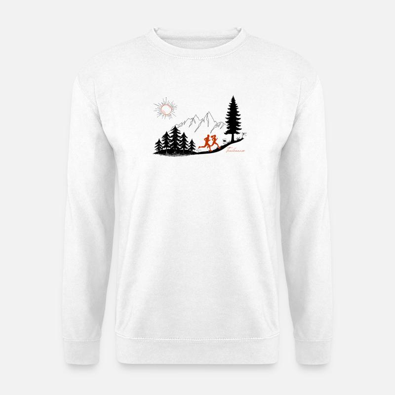 Trailrunner Geschenk Läufer Berge T-Shirt Hoodie - Unisex Pullover - Weiß