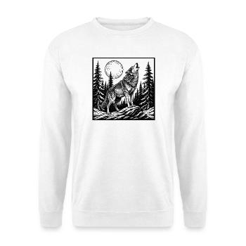 loup hurlant - Sweat-shirt Unisexe - blanc - Devant