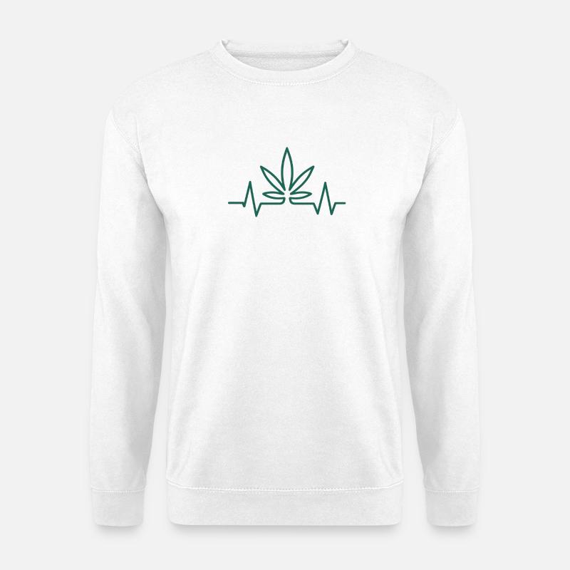 Herzschlag Hanfblatt - Unisex Pullover - Weiß