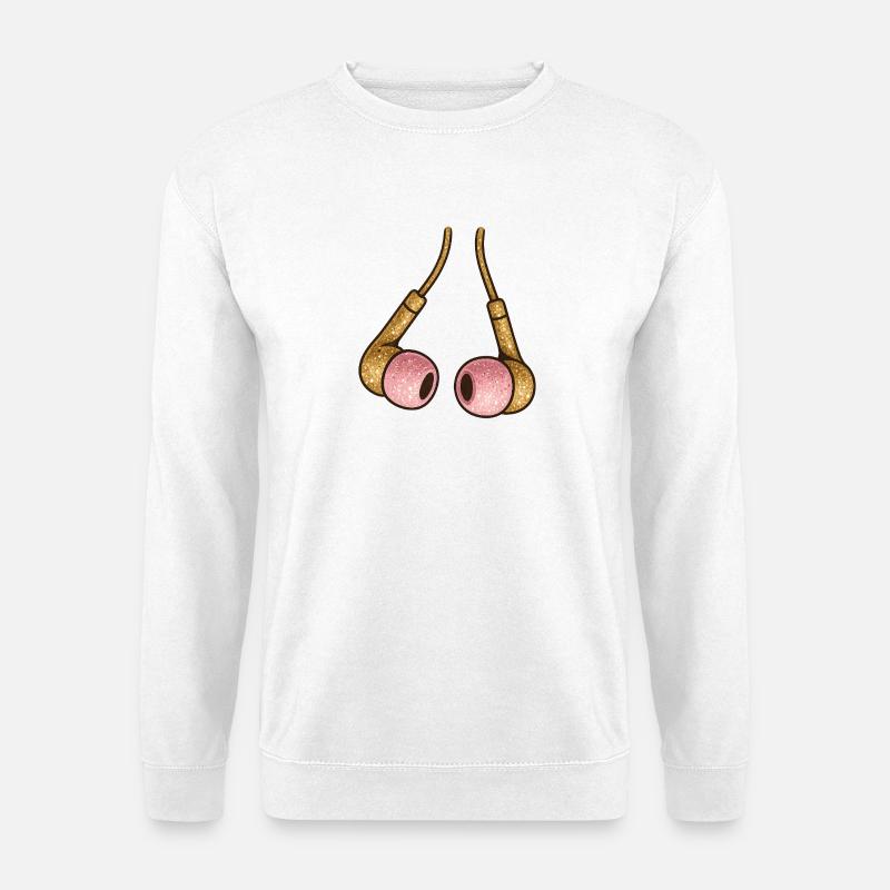 Goldglitzer Ohrhörer Pink - Unisex Pullover - Weiß