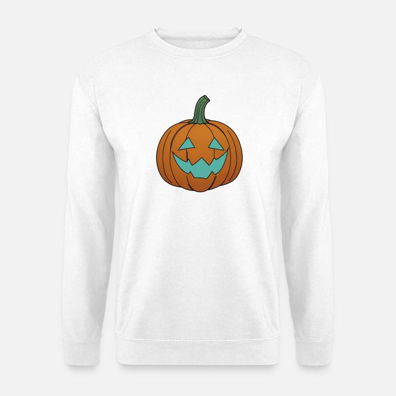 Kürbisgesicht im Teal-Look - Unisex Pullover - Weiß