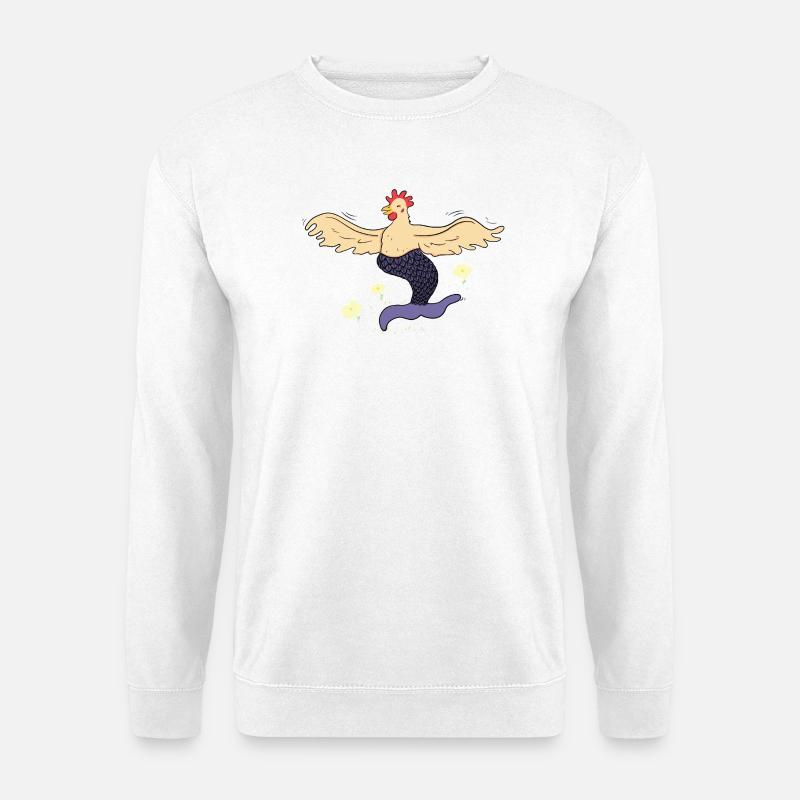 Glückliche Henne-Meerjungfrau - Unisex Pullover - Weiß