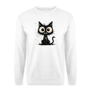 Funny black cat with big eyes – splash - Unisex Sweatshirt - white - Front