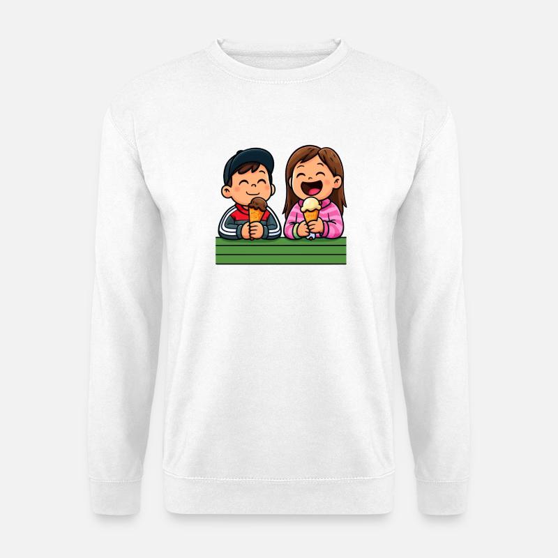 Fröhliche Eiscreme Freunde - Unisex Pullover - Weiß