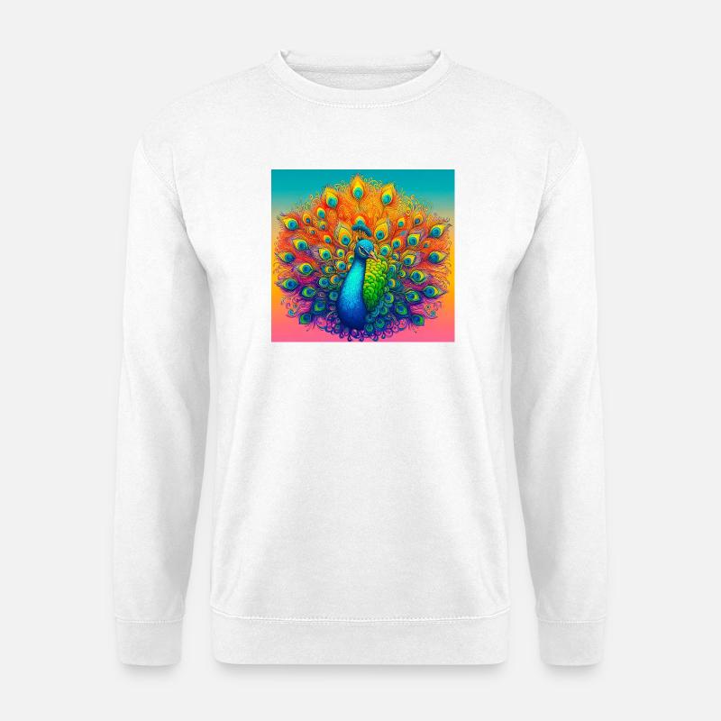 påfugl - Unisex sweater - hvid