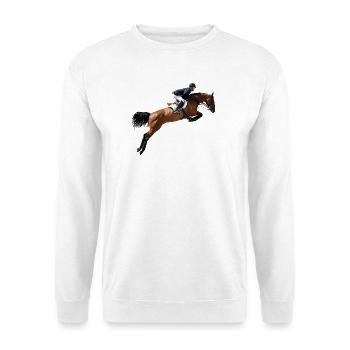 Springendes Pferd im Sprung - Unisex Pullover - Weiß - Vorne
