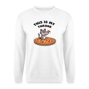 Cartoon Cat on Pizza – This Is My Throne - Unisex Sweatshirt - white - Front