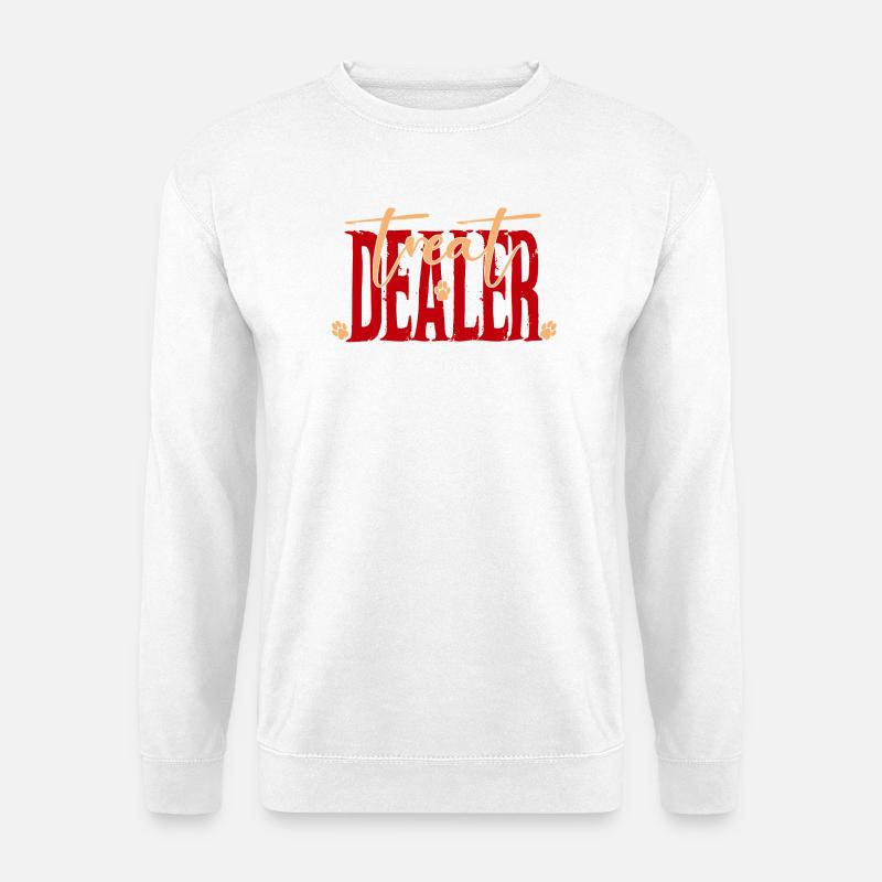 Leckerli-Händler Pfotenabdruck Typografie - Unisex Pullover - Weiß