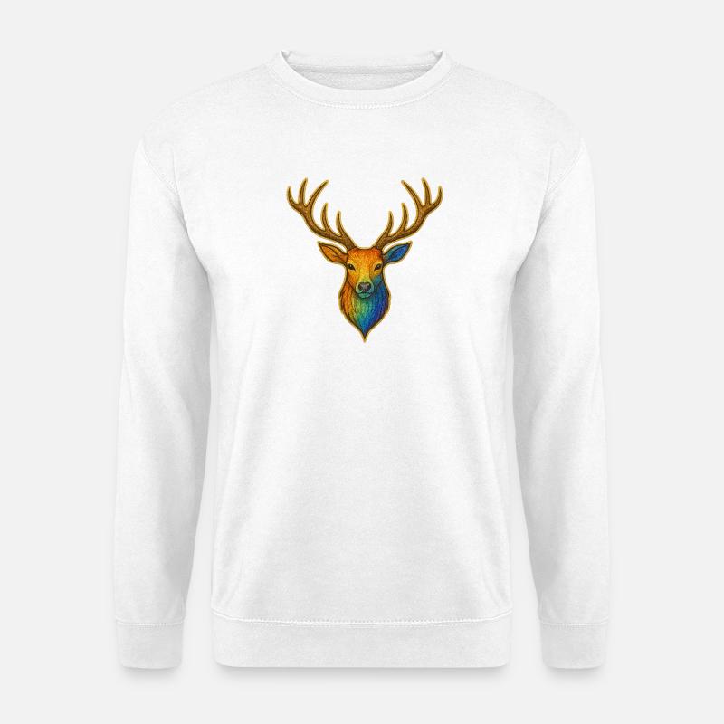 Rainbow deer with gold frame - Unisex Sweatshirt - white