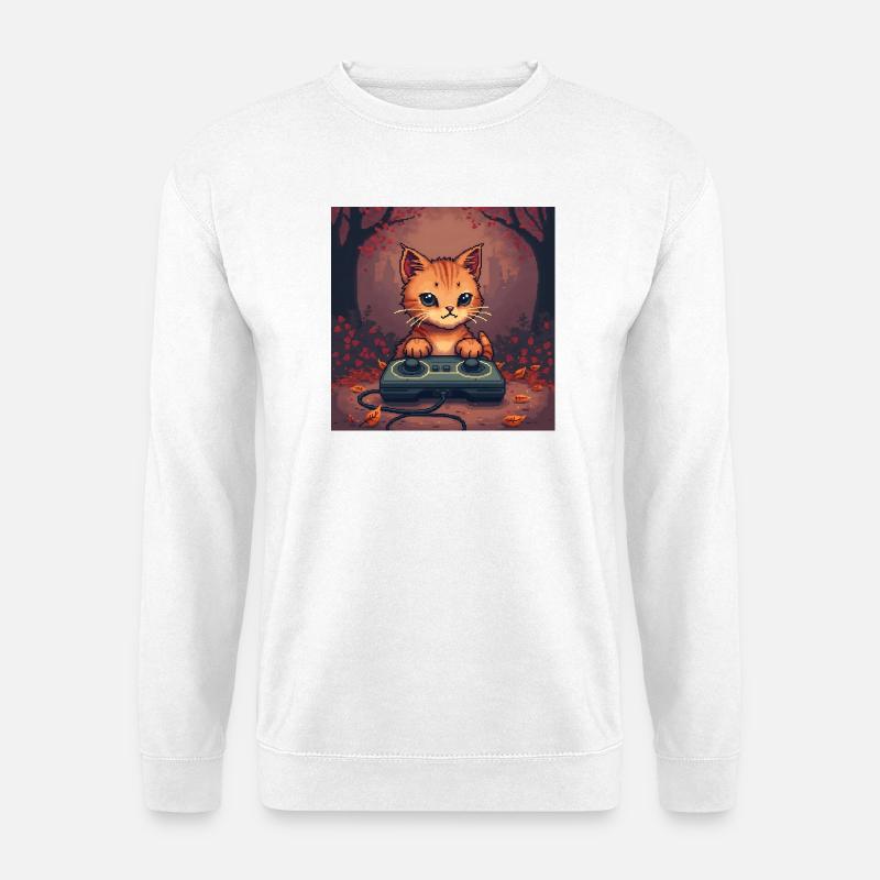 Cozy Pixel Cat Controller - Unisex Sweatshirt - white