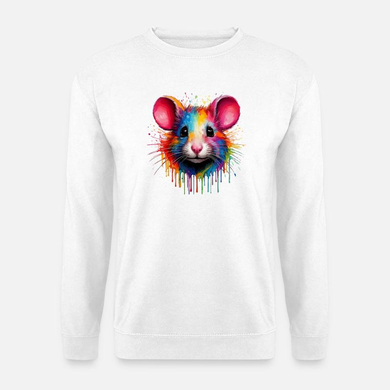 Regenbogenmaus Kopf - Unisex Pullover - Weiß