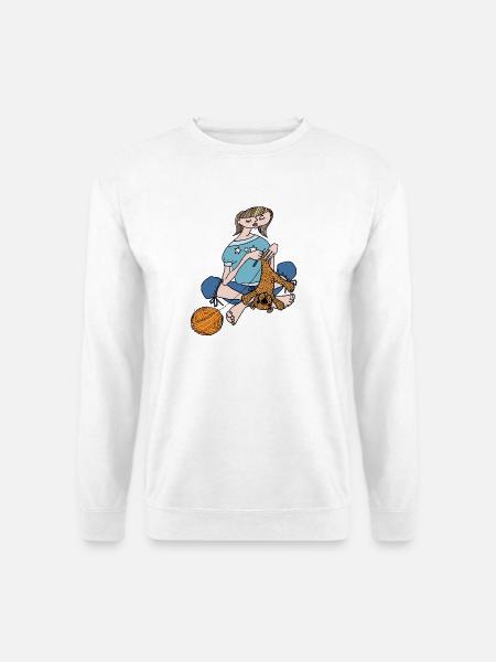 Une fille crochete un ours en peluche - Sweat-shirt Unisexe - blanc