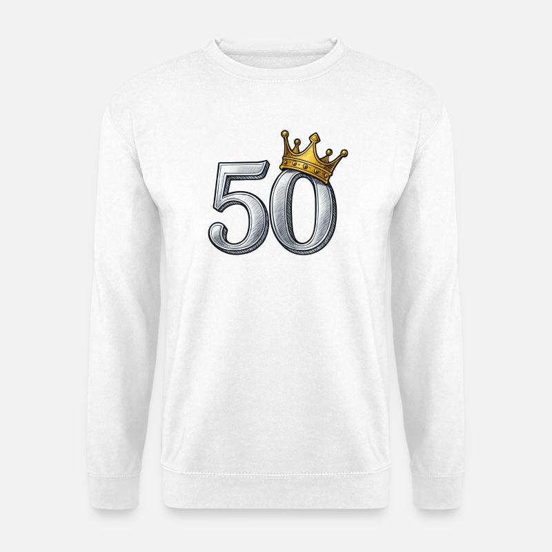 50th Birthday Gold Crown Gift Idea - Unisex Sweatshirt - white