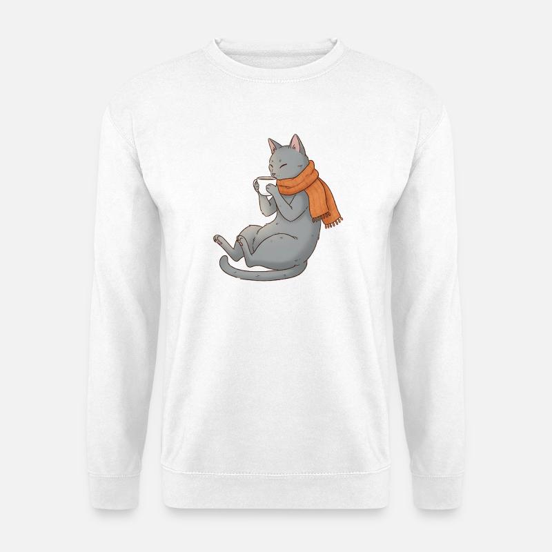 Coffee Cat - Unisex Pullover - Weiß