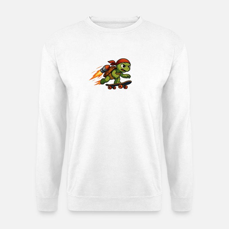 Rocket turtle on skateboard - Unisex Sweatshirt - white