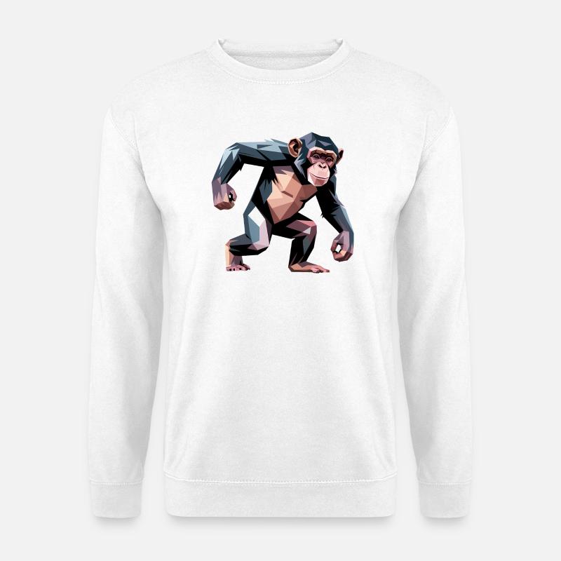 Monkey - Cool Low Poly Logo - Unisex Sweatshirt - white