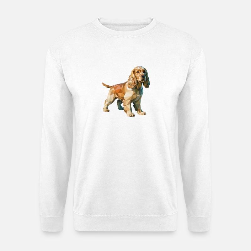 Cocker Spaniel - Cooles Low-Poly-Logo - Unisex Pullover - Weiß