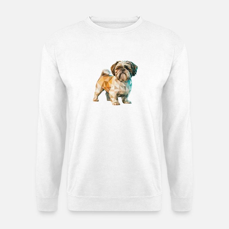 Shih Tzu - Cool Low Poly Logo - Unisex Sweatshirt - white