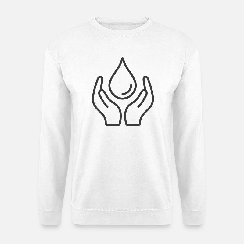 Hands Protecting Water Drop Icon Logo - Unisex Sweatshirt - white
