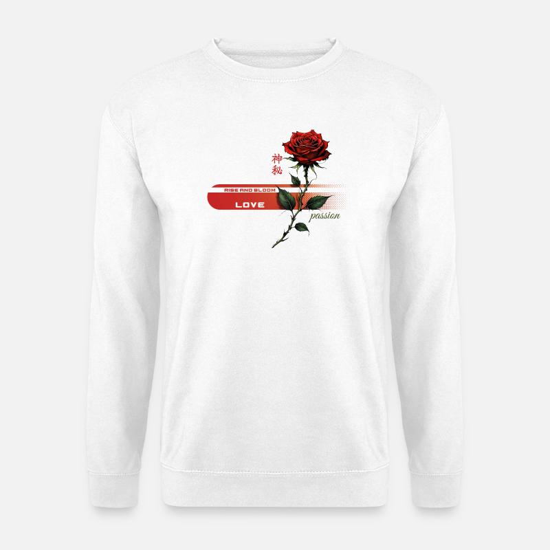 Purpurrote Rose der Leidenschaft - Unisex Pullover - Weiß