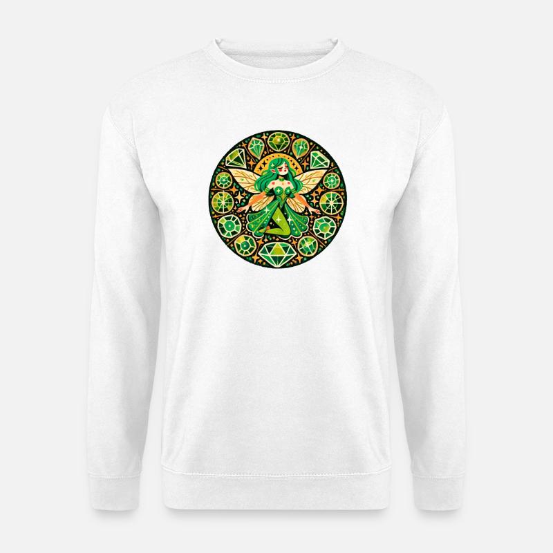 Smaragd-Fee-Mandala - Unisex Pullover - Weiß