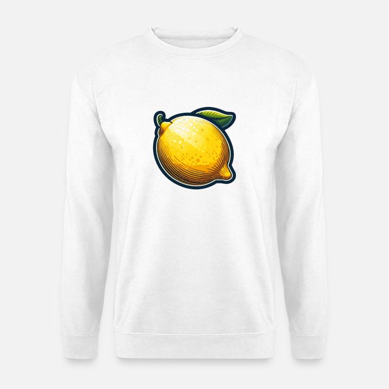 Zitrone Bold Karikatur-Illustration - Unisex Pullover - Weiß