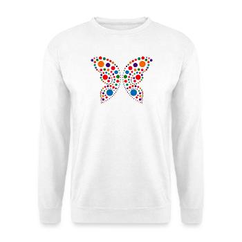 Spotty Butterfly T-Shirt | Colourful Dots Graphic  - Unisex Sweatshirt - white - Front