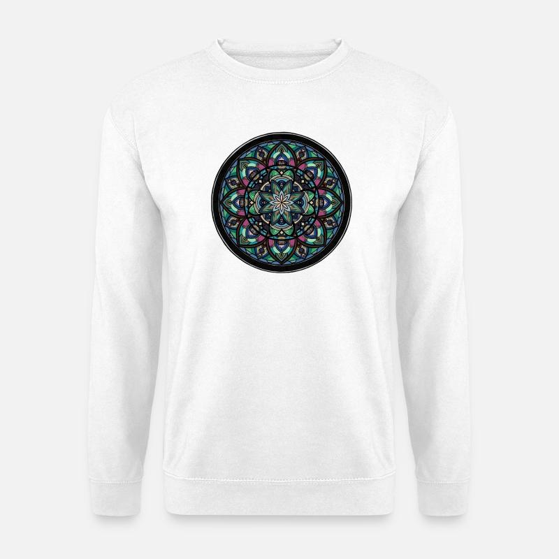 Mandala Farbkreis Zentrum - Unisex Pullover - Weiß