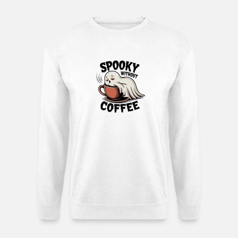 Gruseliger Geist Kein Kaffee - Unisex Pullover - Weiß