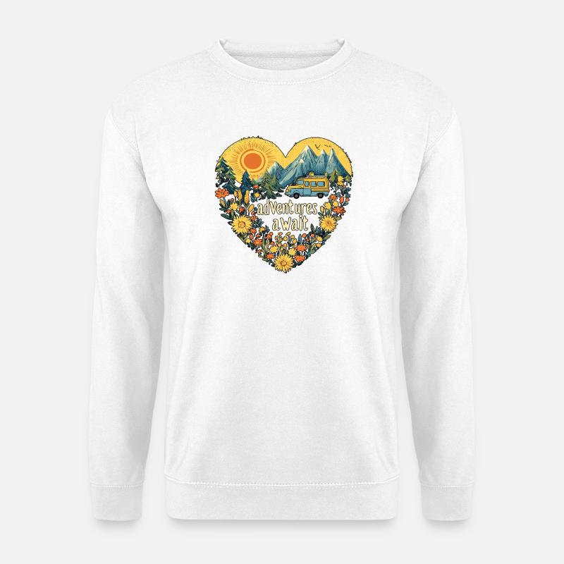camping adventures await - Unisex Pullover - Weiß