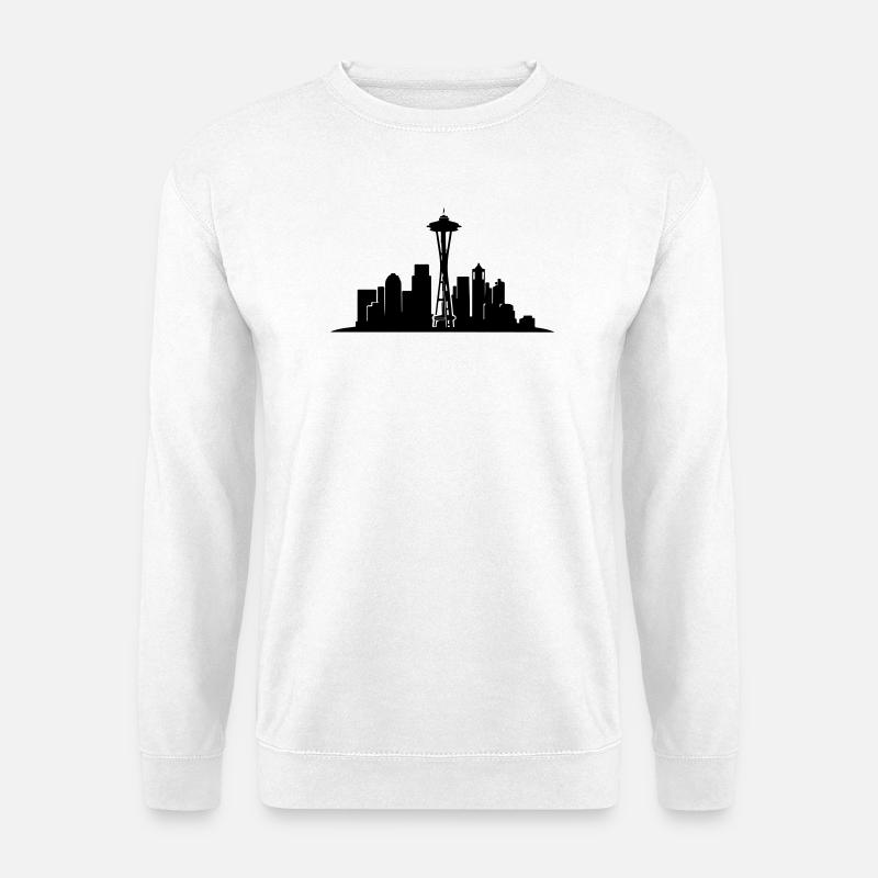 Seattle Skyline Silhouette - Unisex Sweatshirt - white