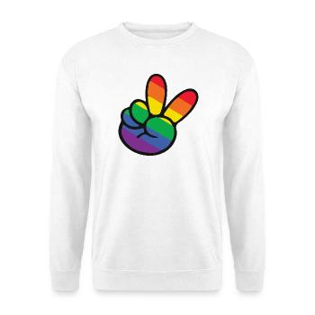 Regenbogen Peace Zeichen Hand - Unisex Pullover - Weiß - Vorne