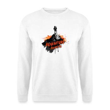 Adventure Awaits - Wandermotiv - Unisex Pullover - Weiß - Vorne