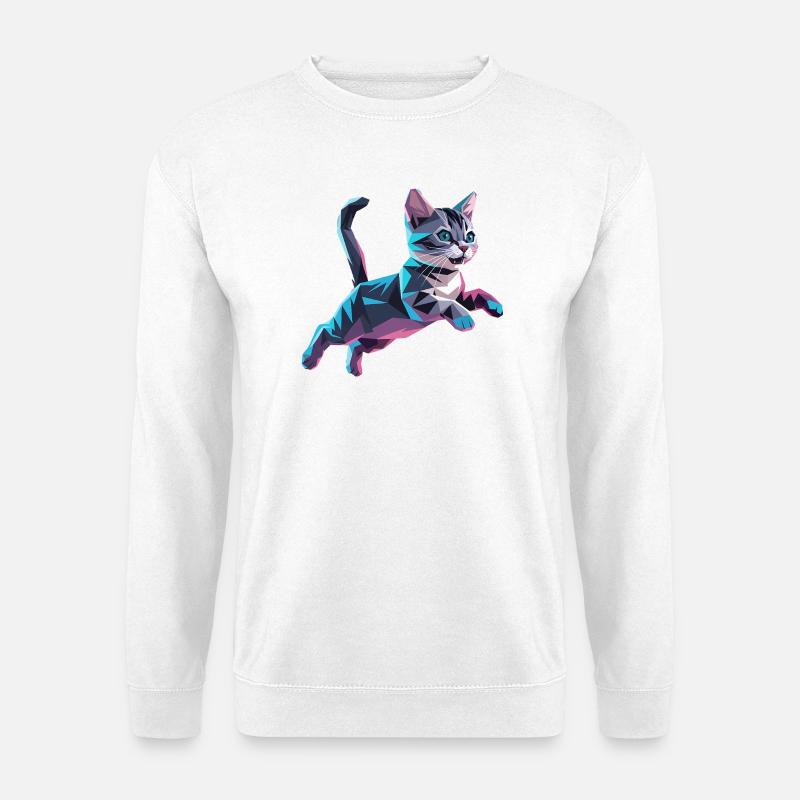Kätzchen - Cooles Low-Poly-Logo - Unisex Pullover - Weiß