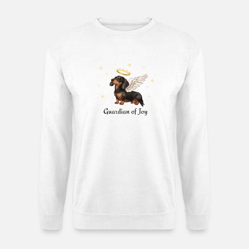 Guardian of Joy – Angel Dachshund - Unisex Pullover - Weiß