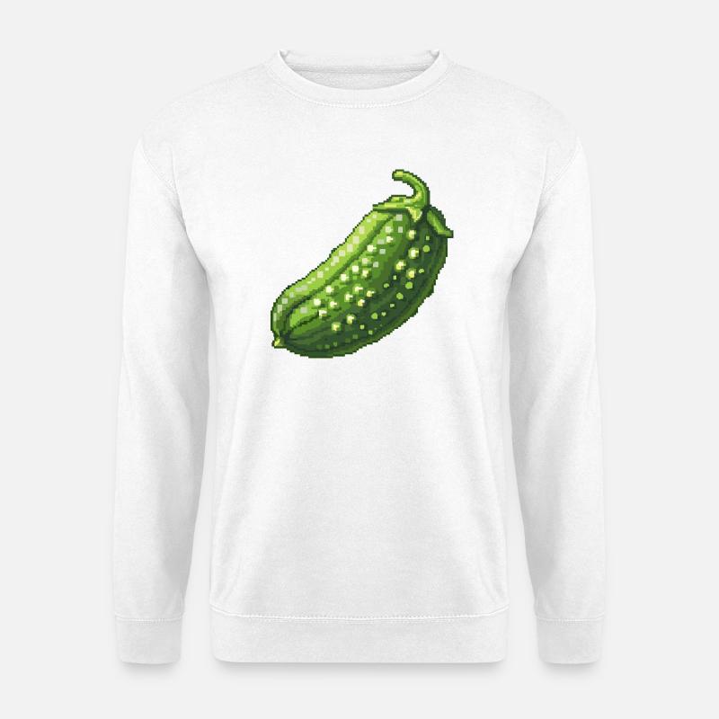 Pixelgurke Retro Grün - Unisex Pullover - Weiß