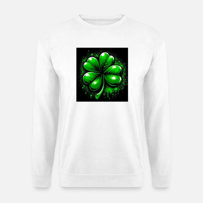 Vierblättriges Kleeblatt - Unisex Pullover - Weiß