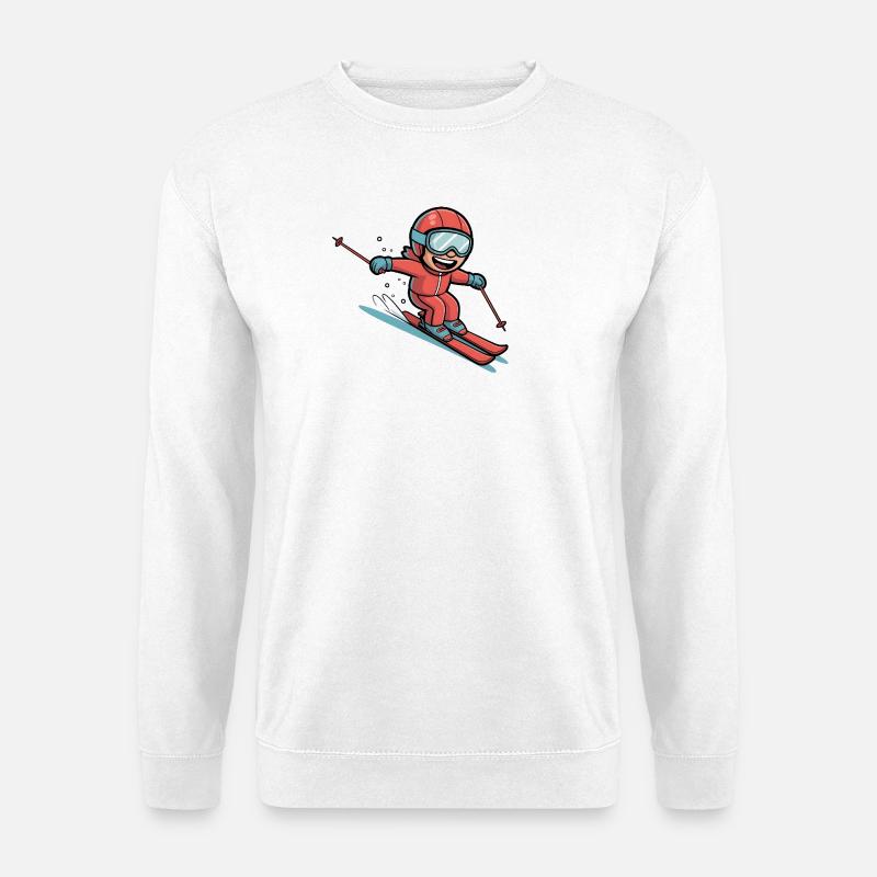 Lustiger Comic Skifahrer - Unisex Pullover - Weiß