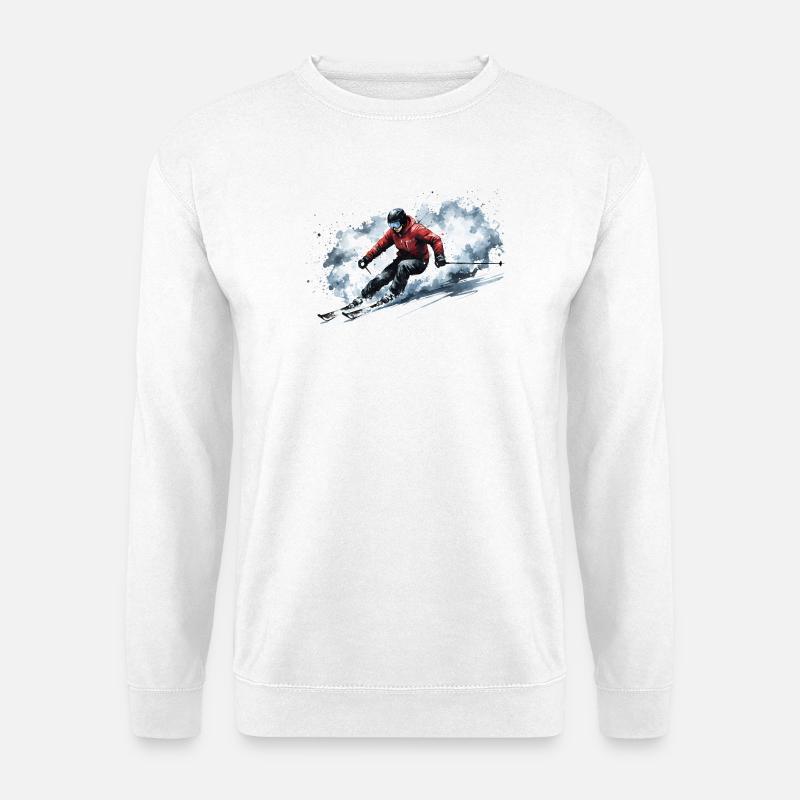 Skifahrer Tiefschnee Freeride Action - Unisex Pullover - Weiß