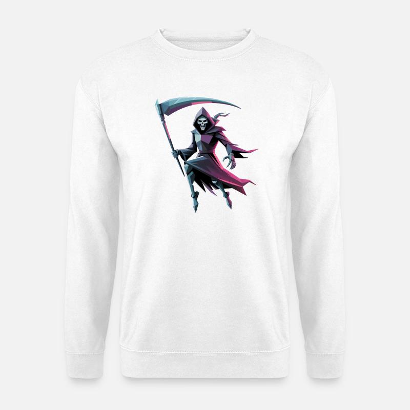 Death Reaper - Cool Low Poly Logo - Unisex Sweatshirt - white