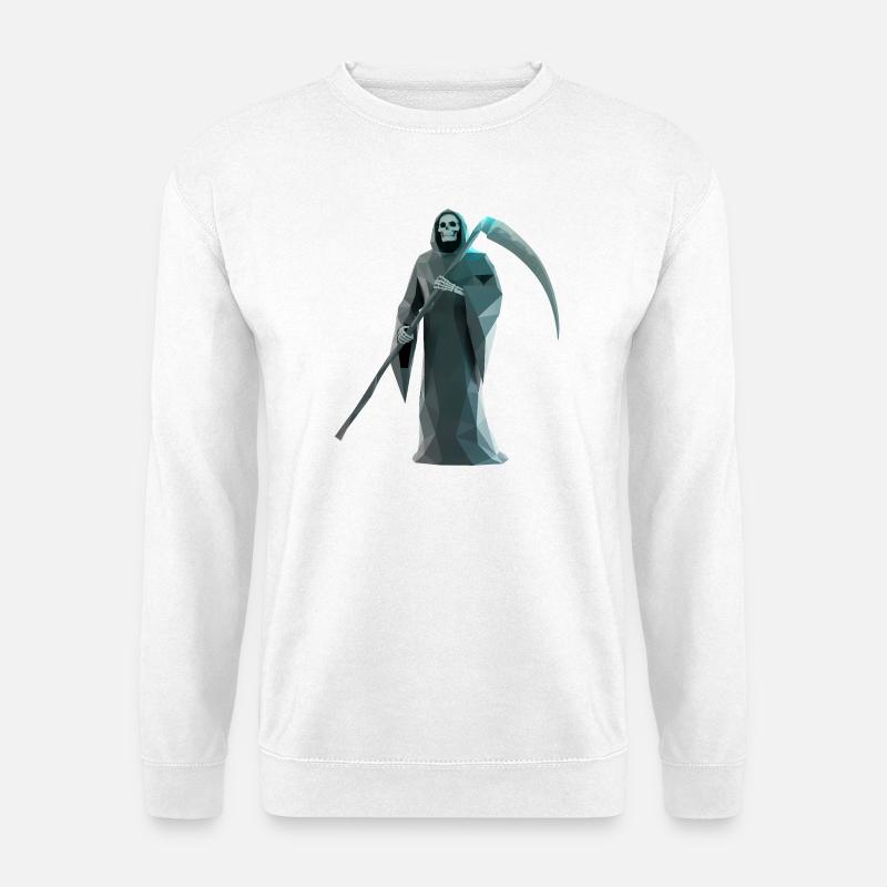 Death Reaper - Cooles Low-Poly-Logo - Unisex Pullover - Weiß