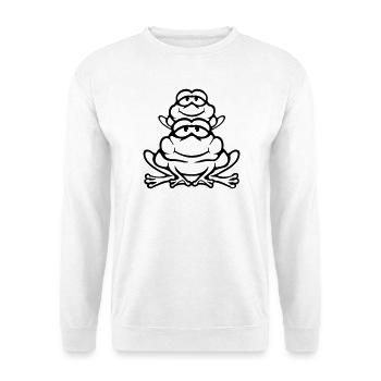 Frosch Kind Familie Papa Mama Huckepack Vatertag - Unisex Pullover - Weiß - Vorne