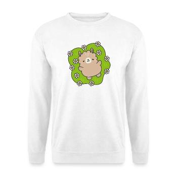 Glücklicher Bär im Blumengarten - Unisex Pullover - Weiß - Vorne