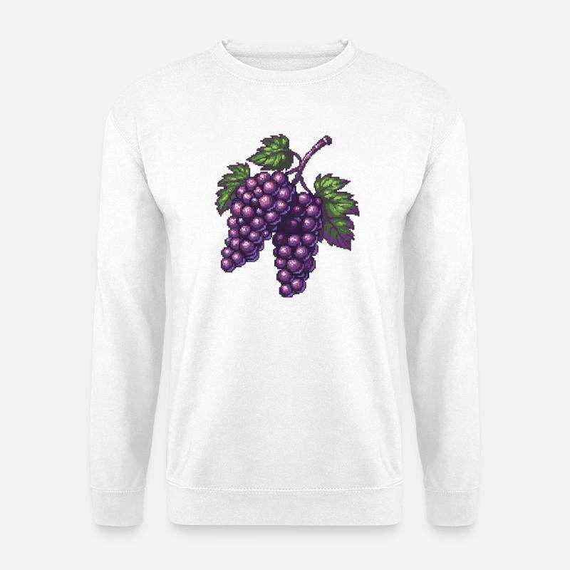 Pixeltrauben Violett Pixelkunst - Unisex Pullover - Weiß